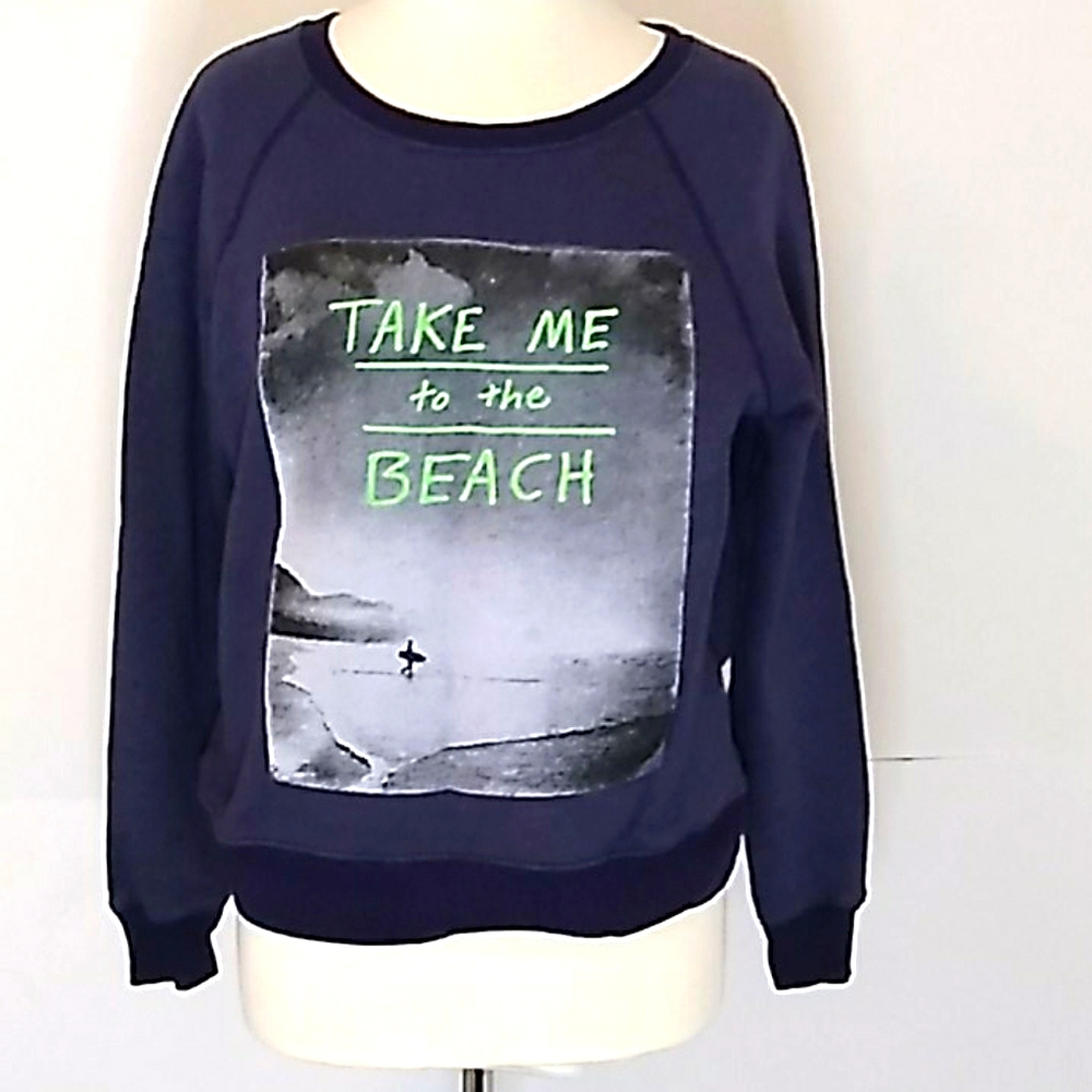 "Take Me To The Beach" Long Sleeve Round Neck Sweatshirt Size S